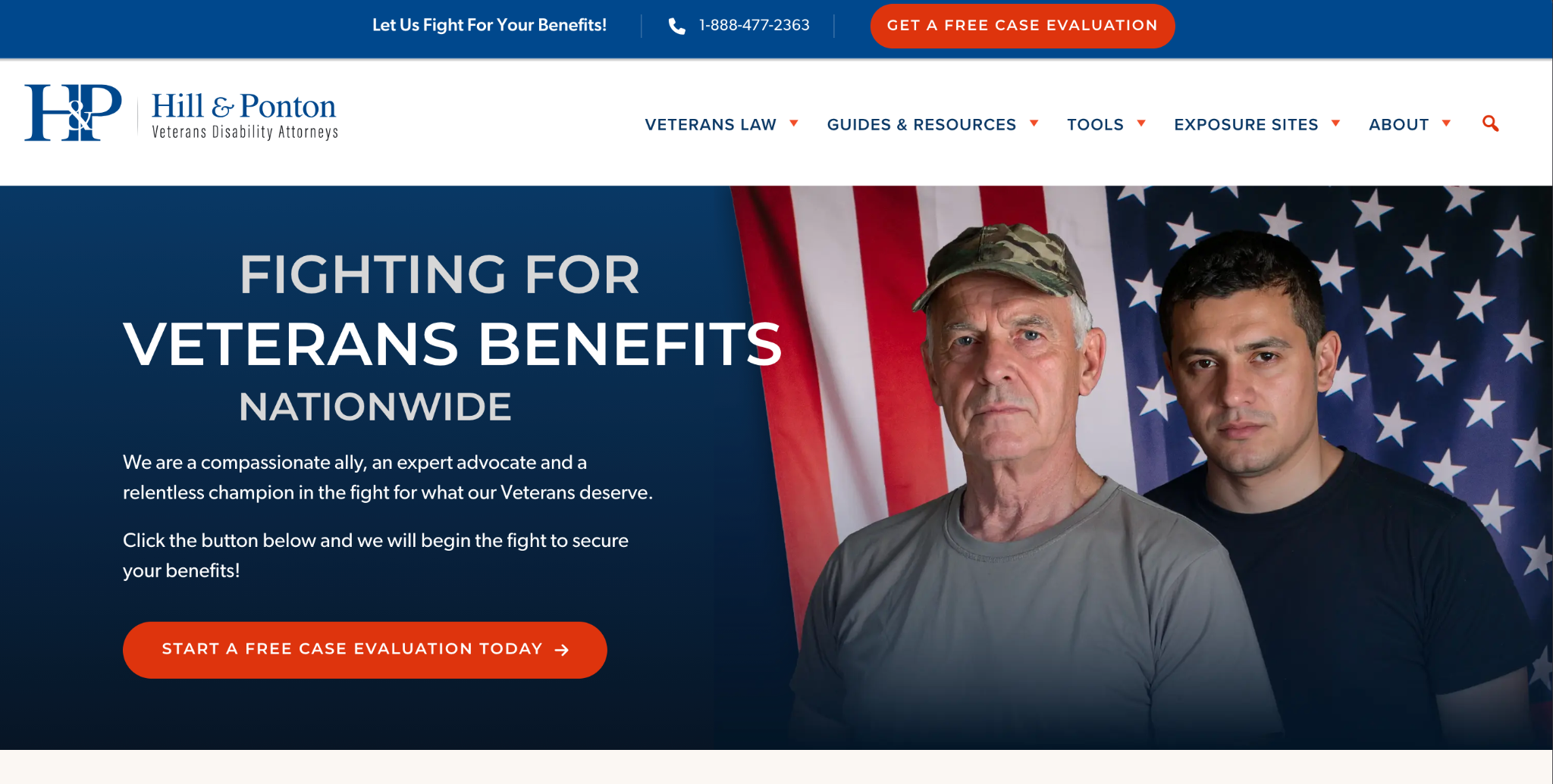Hill & Ponton veterans disability law firm homepage