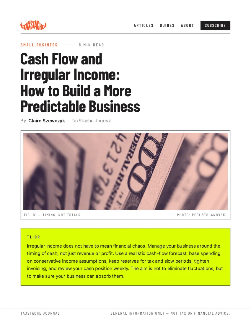 Cash Flow and Irregular Income article portfolio sample