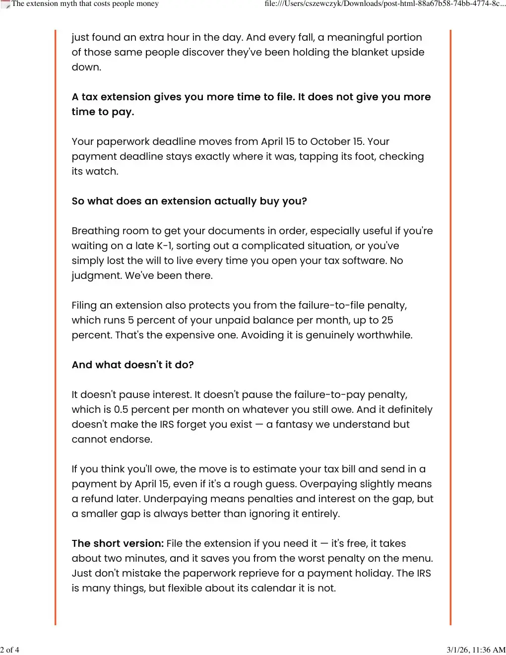 Second page of The extension myth that costs people money