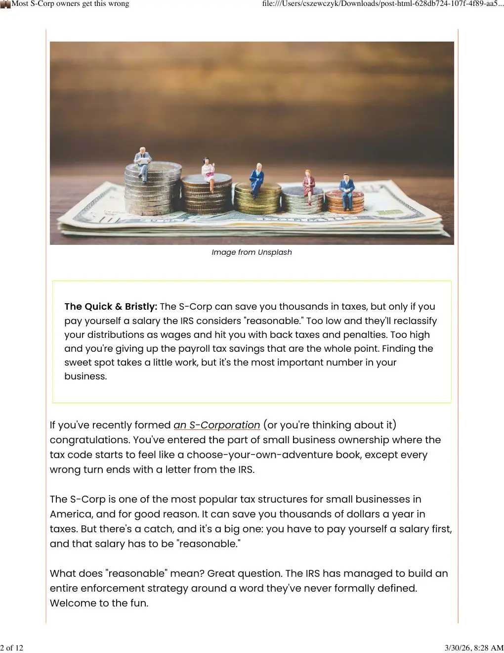 Second page of Most S-Corp owners get this wrong